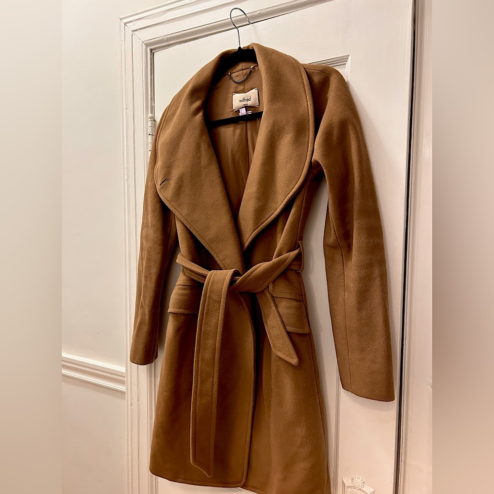COPY - Wilfred Aritzia wool cashmere midi coat in camel